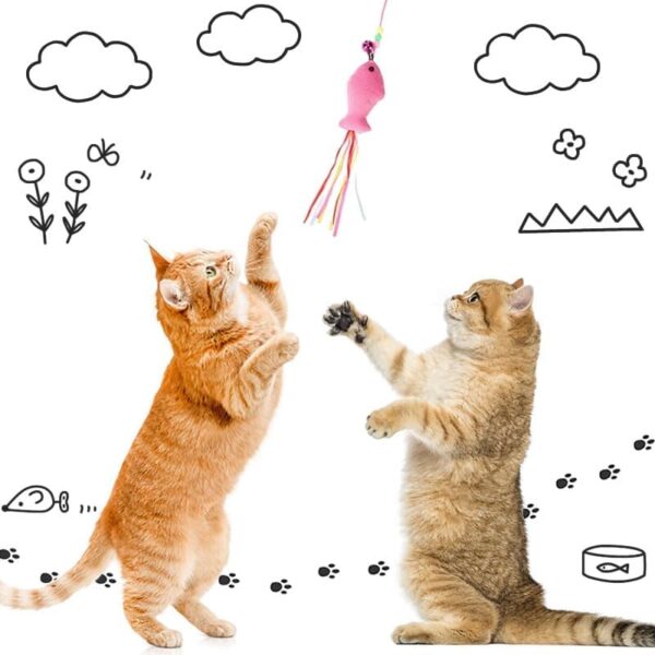 猫用おもちゃ 猫じゃらし 子猫 猫おもちゃ 魚 釣り 棒 鈴付き 猫用品 ペット 猫グッズ ぶら下がり ワイヤー ティーザー 猫の本能を刺激する羽の猫じゃらし！MIYU-JP ミユ ジャパン - 画像 (6)