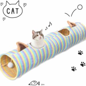 猫用トンネル 猫ハウス キャットトンネル 猫ベッド おもちゃ ペットハウス キャット ネコトンネル ネコの寝袋 ペット用品 折りたたみ プレイベッド キャンバス 屋内用 MIYU-JP ミユ ジャパン