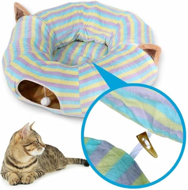 猫用トンネル 猫ハウス キャットトンネル 猫ベッド ペットハウス キャット ネコトンネル ネコの寝袋 ペット用品 クッション 折りたたみ 耐久性 丸型 軽量 ストレス発散 屋内用 MIYU-JP ミユ ジャパン - 画像 (5)