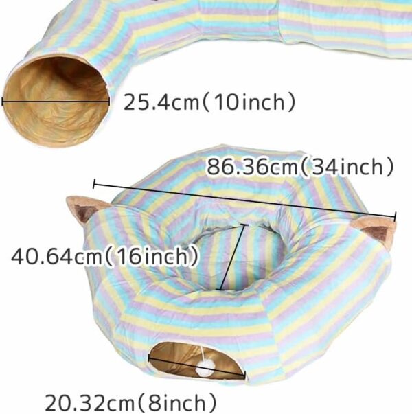 猫用トンネル 猫ハウス キャットトンネル 猫ベッド ペットハウス キャット ネコトンネル ネコの寝袋 ペット用品 クッション 折りたたみ 耐久性 丸型 軽量 ストレス発散 屋内用 MIYU-JP ミユ ジャパン - 画像 (2)
