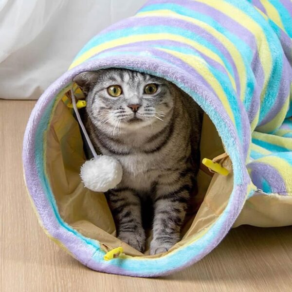 猫用トンネル 猫ハウス キャットトンネル 猫ベッド おもちゃ ペットハウス キャット ネコトンネル ネコの寝袋 ペット用品 クッション 折りたたみ プレイベッド キャンバス 屋内用 MIYU-JP ミユ ジャパン - 画像 (3)