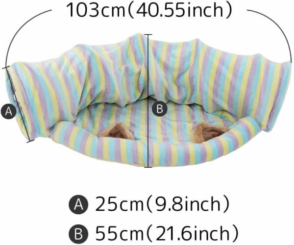 猫用トンネル 猫ハウス キャットトンネル 猫ベッド おもちゃ ペットハウス キャット ネコトンネル ネコの寝袋 ペット用品 クッション 折りたたみ プレイベッド キャンバス 屋内用 MIYU-JP ミユ ジャパン - 画像 (2)