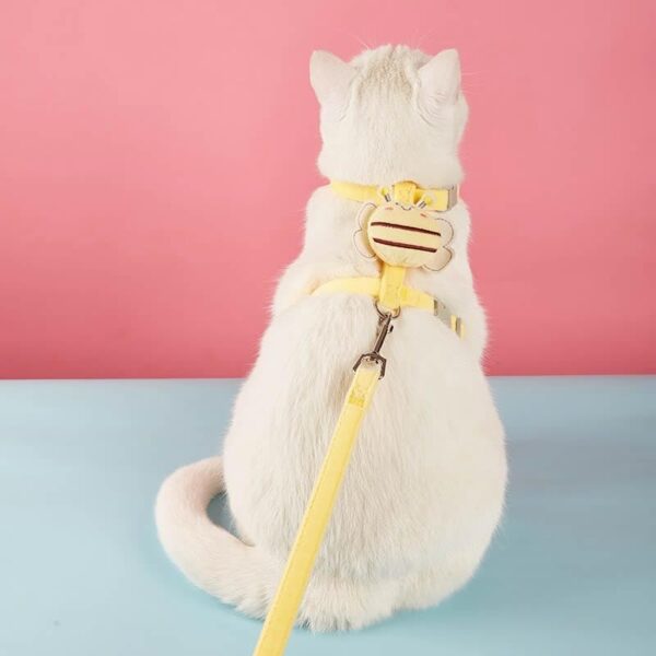 ペットリード キャットハーネス 猫用 小型犬用 ペット用品 ペットグッズ おでかけ 外出 蜂 調節可能 かわいいハチの装飾が付いたお散歩ハーネス MIYU-JP ミユジャパン - 画像 (4)