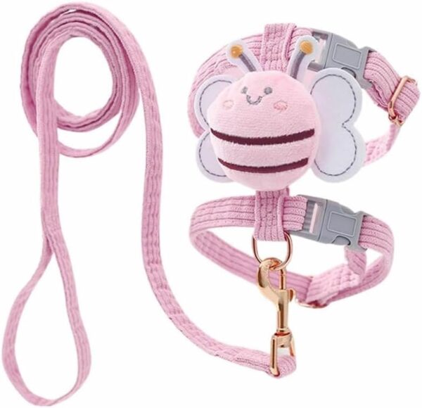 ペットリード キャットハーネス 猫用 小型犬用 ペット用品 ペットグッズ おでかけ 外出 蜂 調節可能 かわいいハチの装飾が付いたお散歩ハーネス MIYU-JP ミユジャパン