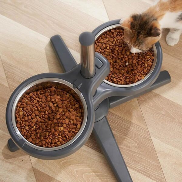 ペット用フードボウル 犬用 猫用 食器 ごはん 餌 台 お皿 ステンレス製 ボウル 安定感拔群 滑り止め 小中大型犬 取り外し可能な上げられたスタンドと高さが調節可能！MIYU-JP ミユ ジャパン - 画像 (3)